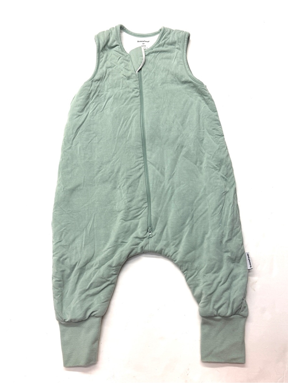 Bubble Panda Sleeveless Sage Green Kids Sleep Sack Bamboo Romper Zipper